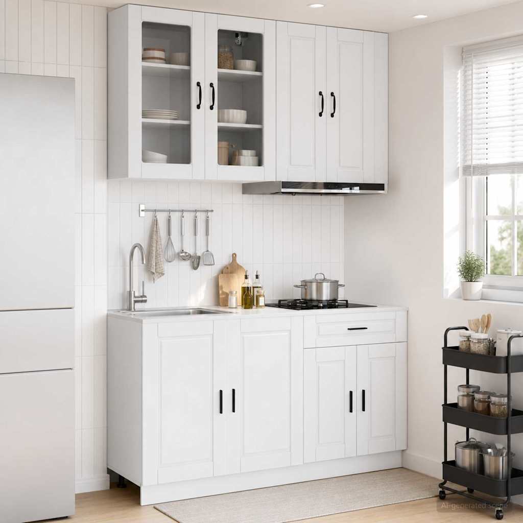 vidaXL Unidad de cocina PORTO 4 uds. Blanco Brillante