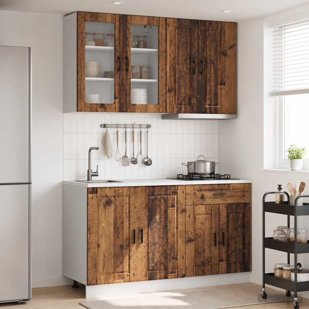 vidaXL Unidad de cocina PORTO 4 uds. Madera envejecida