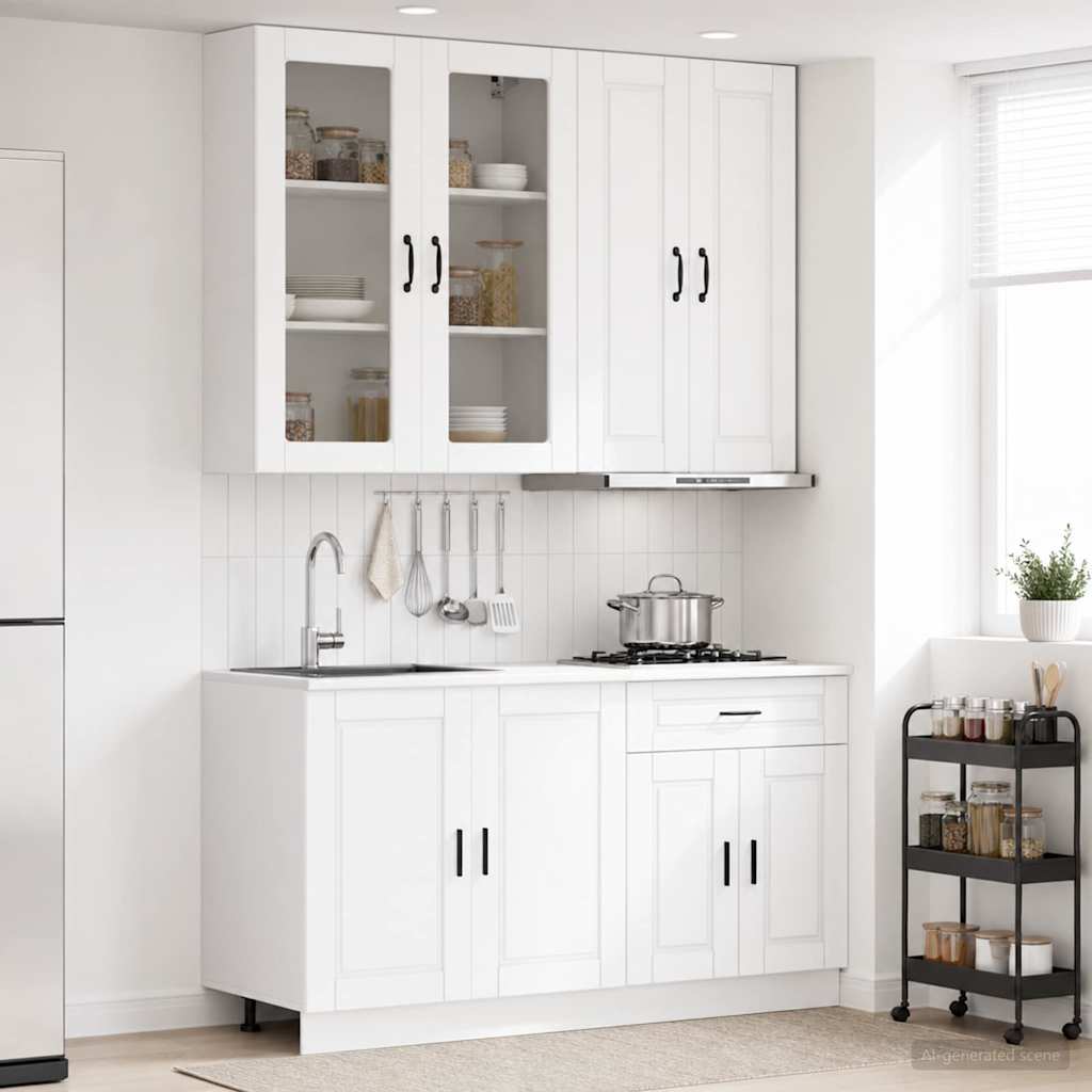 vidaXL Unidad de cocina PORTO 4 uds. Blanco Madera de ingeniería