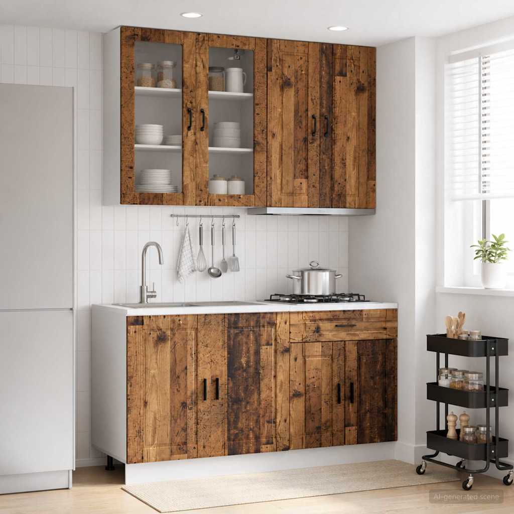 vidaXL Unidad de cocina PORTO 4 uds. Madera envejecida