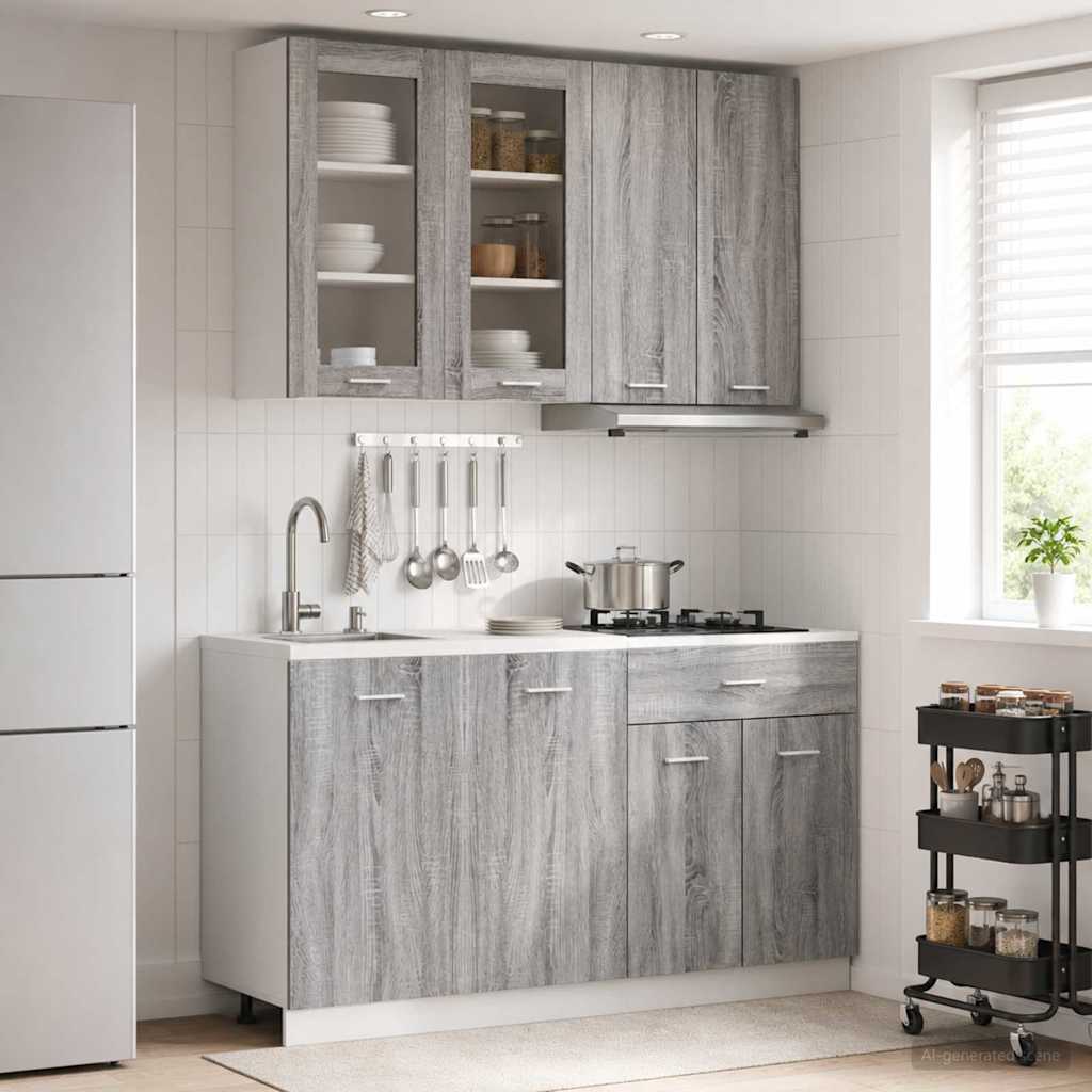 vidaXL Unidad de cocina LYON 4 uds. Sonoma gris Madera de ingeniería