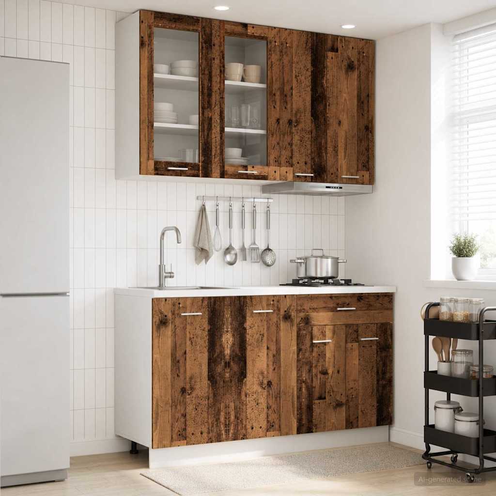 vidaXL Unidad de cocina LYON 4 uds. Madera envejecida