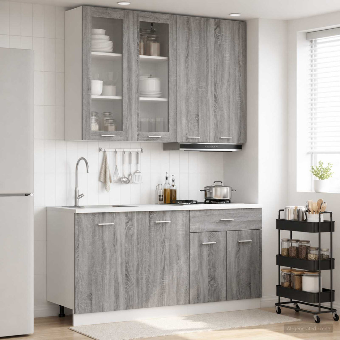 vidaXL Unidad de cocina LYON 4 uds. Sonoma gris Madera de ingeniería