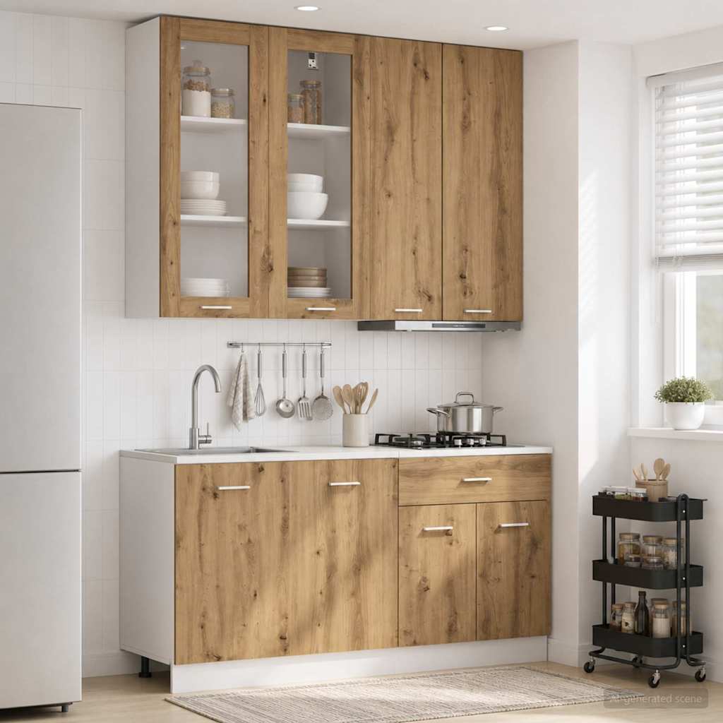 vidaXL Unidad de cocina LYON 4 uds. Roble artisan Madera de ingeniería