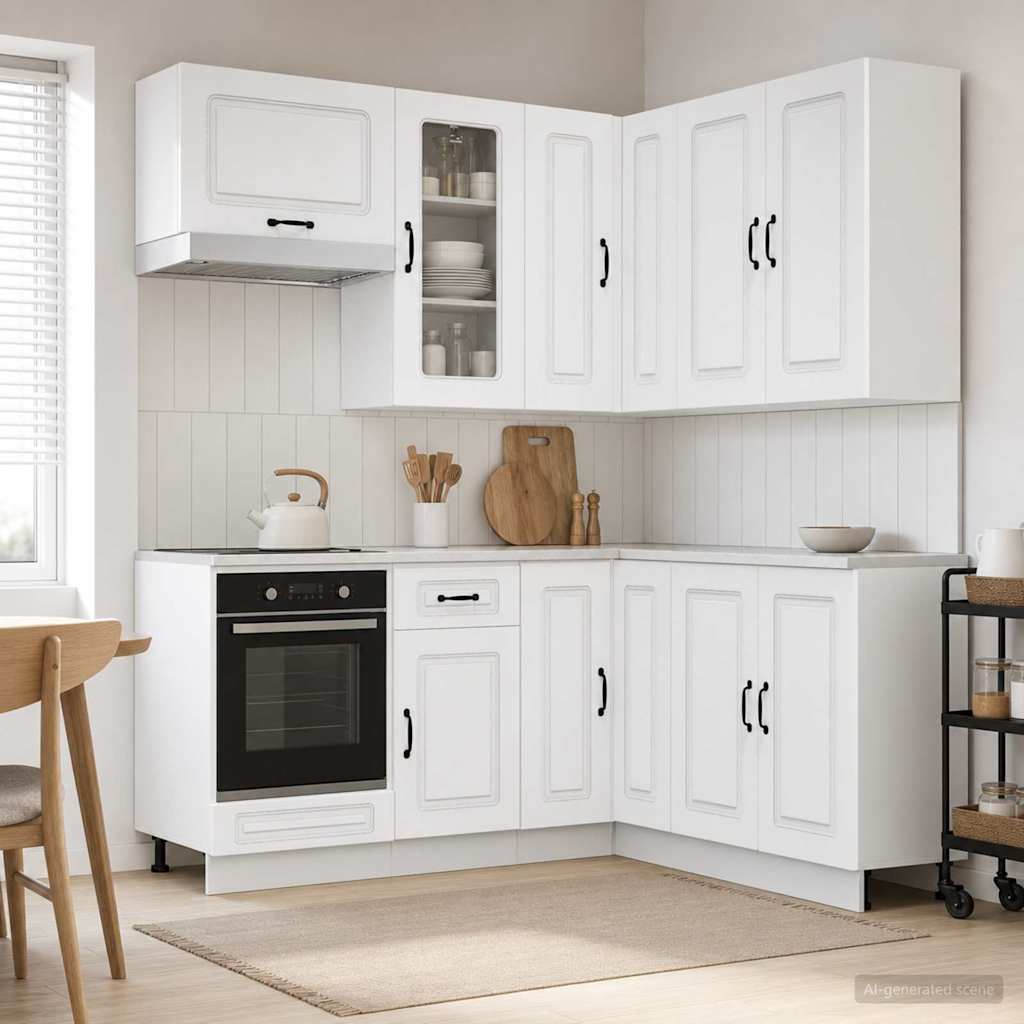 vidaXL Unidad de cocina KALMAR 8 uds. Blanco Madera de ingeniería