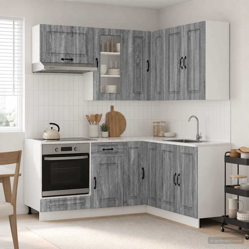 vidaXL Unidad de cocina KALMAR 8 uds. Sonoma gris Madera de ingeniería