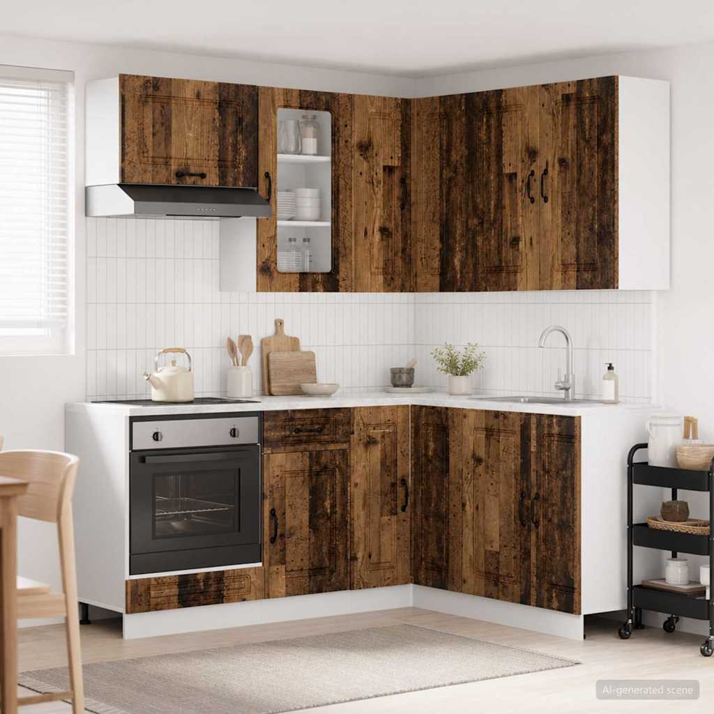 vidaXL Unidad de cocina KALMAR 8 uds. Madera envejecida