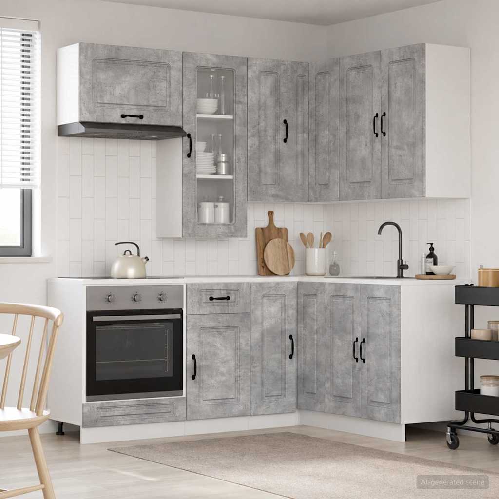 vidaXL Unidad de cocina KALMAR 8 uds. Gris Hormigón