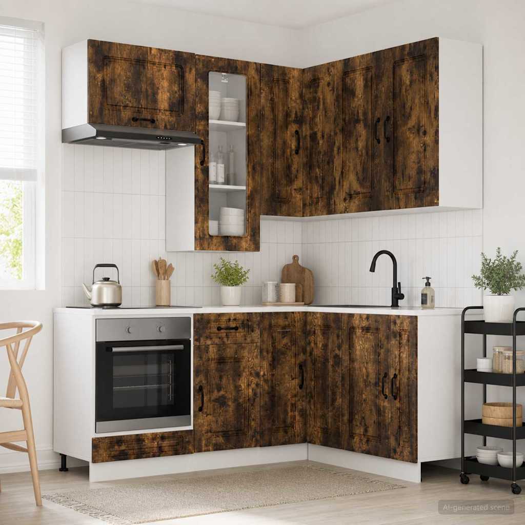 vidaXL Unidad de cocina KALMAR 8 uds. Roble Ahumado