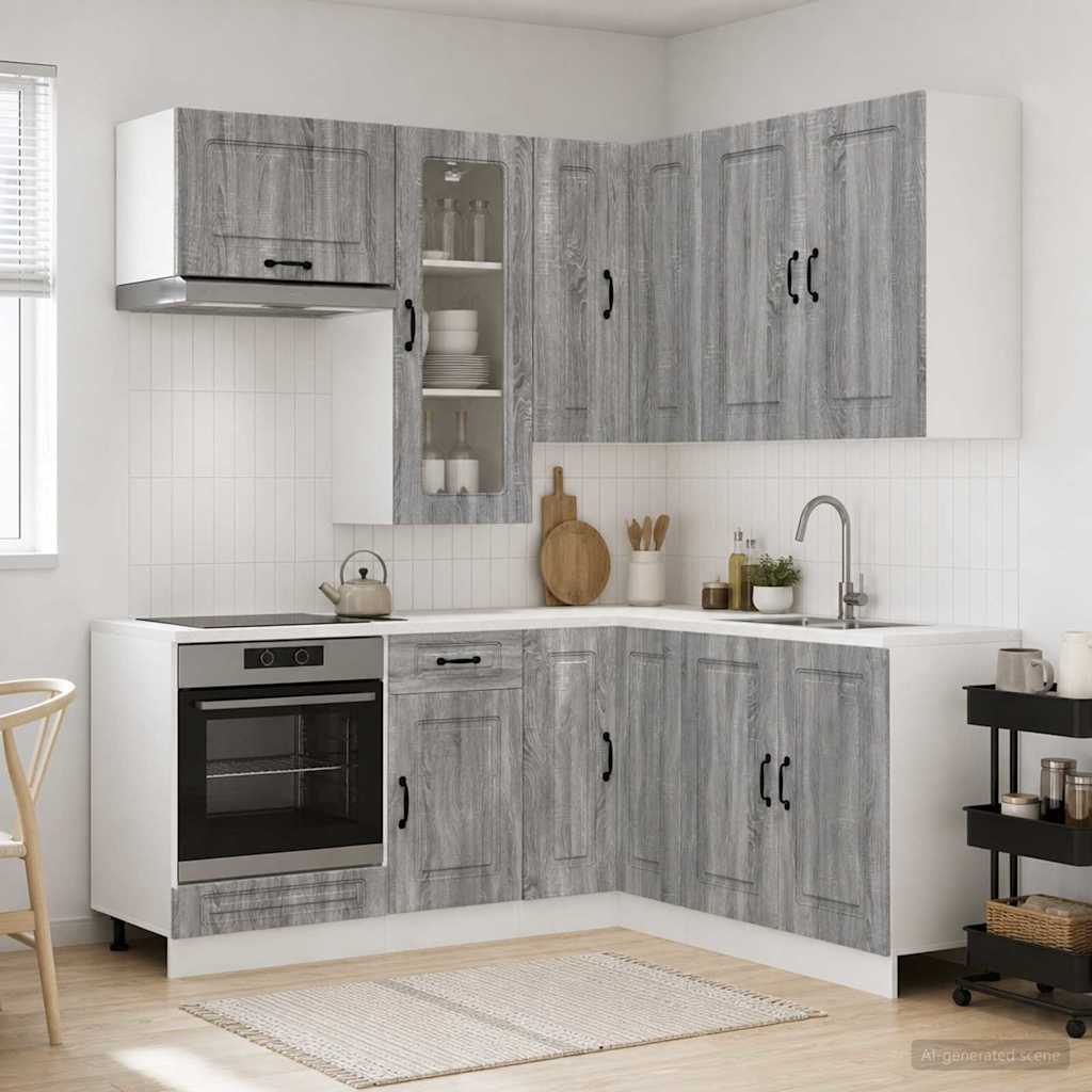 vidaXL Unidad de cocina KALMAR 8 uds. Sonoma gris Madera de ingeniería