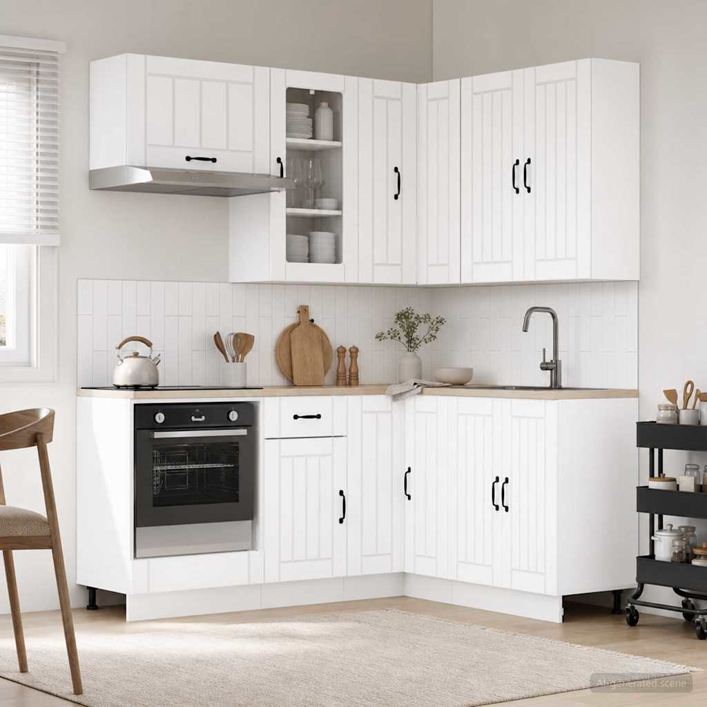 vidaXL Unidad de cocina LUCCA 8 uds. Blanco Madera de ingeniería