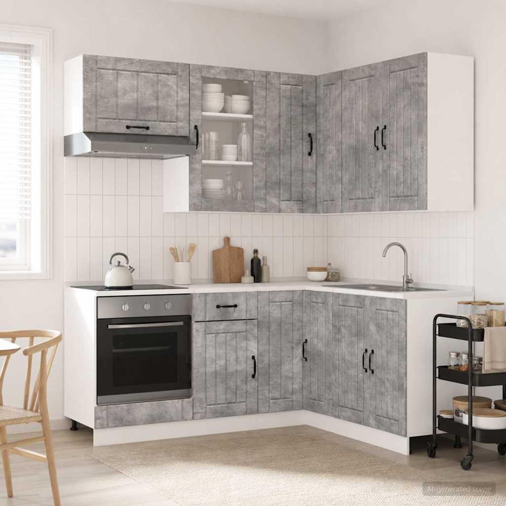 vidaXL Unidad de cocina LUCCA 8 uds. Gris Hormigón