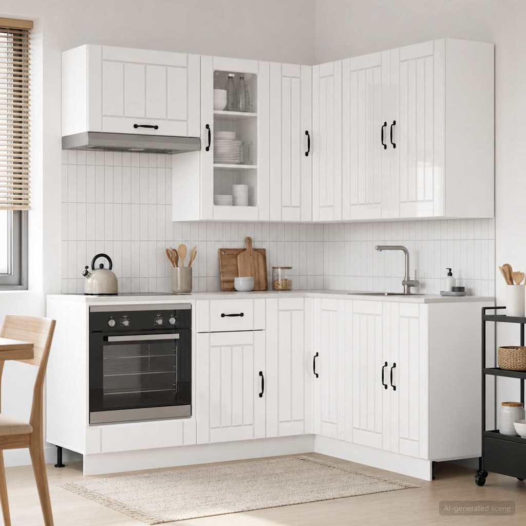 vidaXL Unidad de cocina LUCCA 8 uds. Blanco Brillante