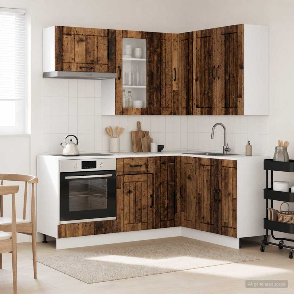 vidaXL Unidad de cocina LUCCA 8 uds. Madera envejecida