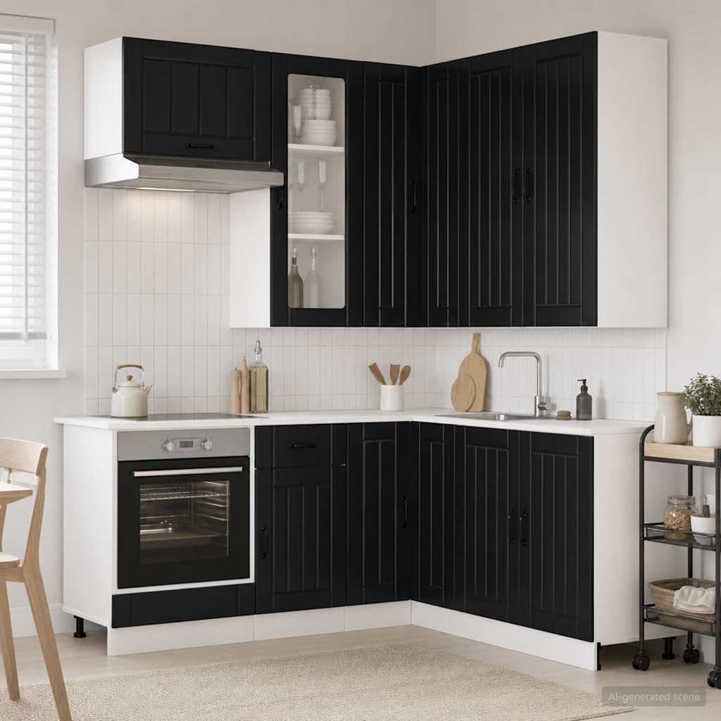 vidaXL Unidad de cocina LUCCA 8 uds. Negro Madera de ingeniería