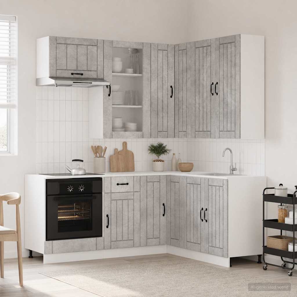 vidaXL Unidad de cocina LUCCA 8 uds. Gris Hormigón