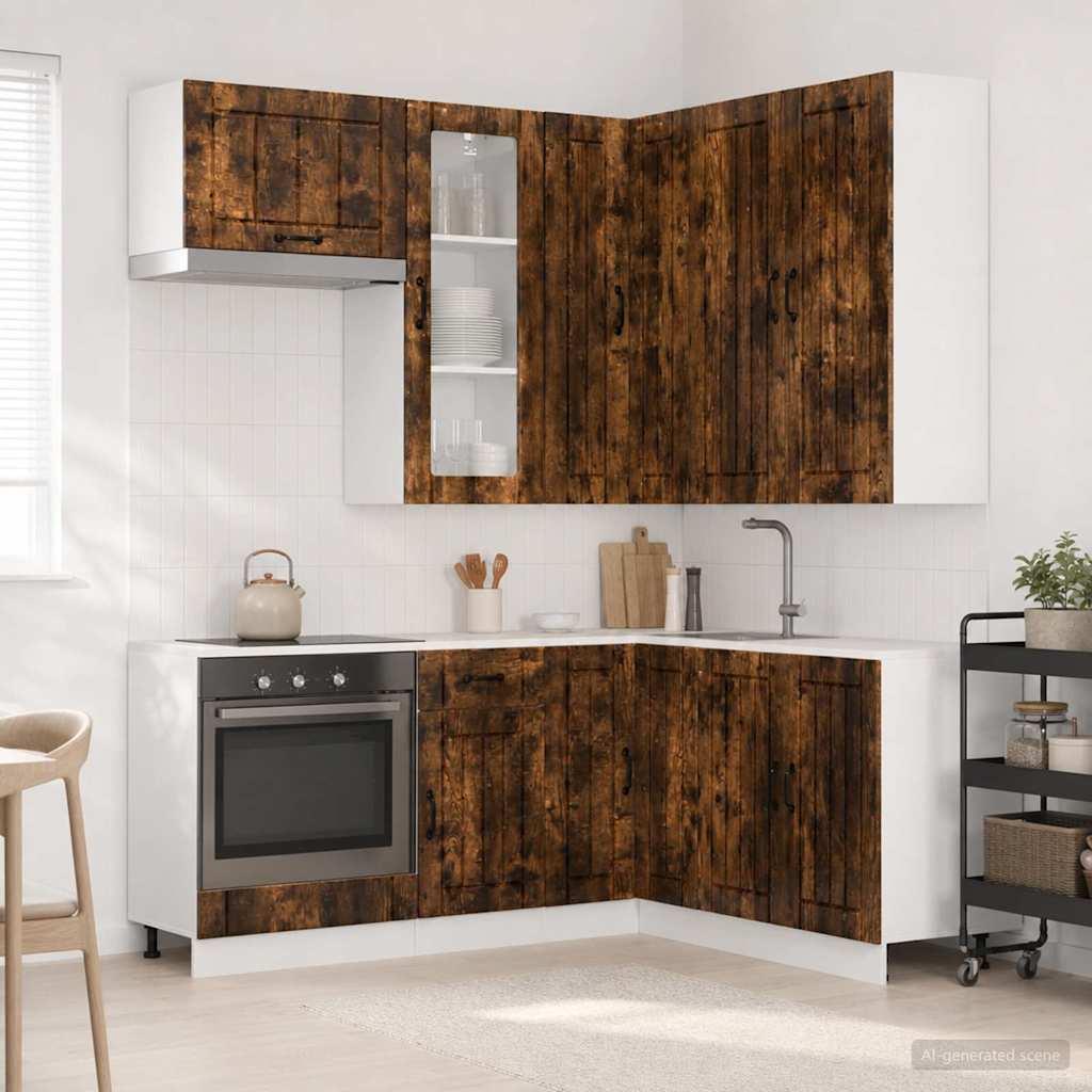 vidaXL Unidad de cocina LUCCA 8 uds. Roble Ahumado