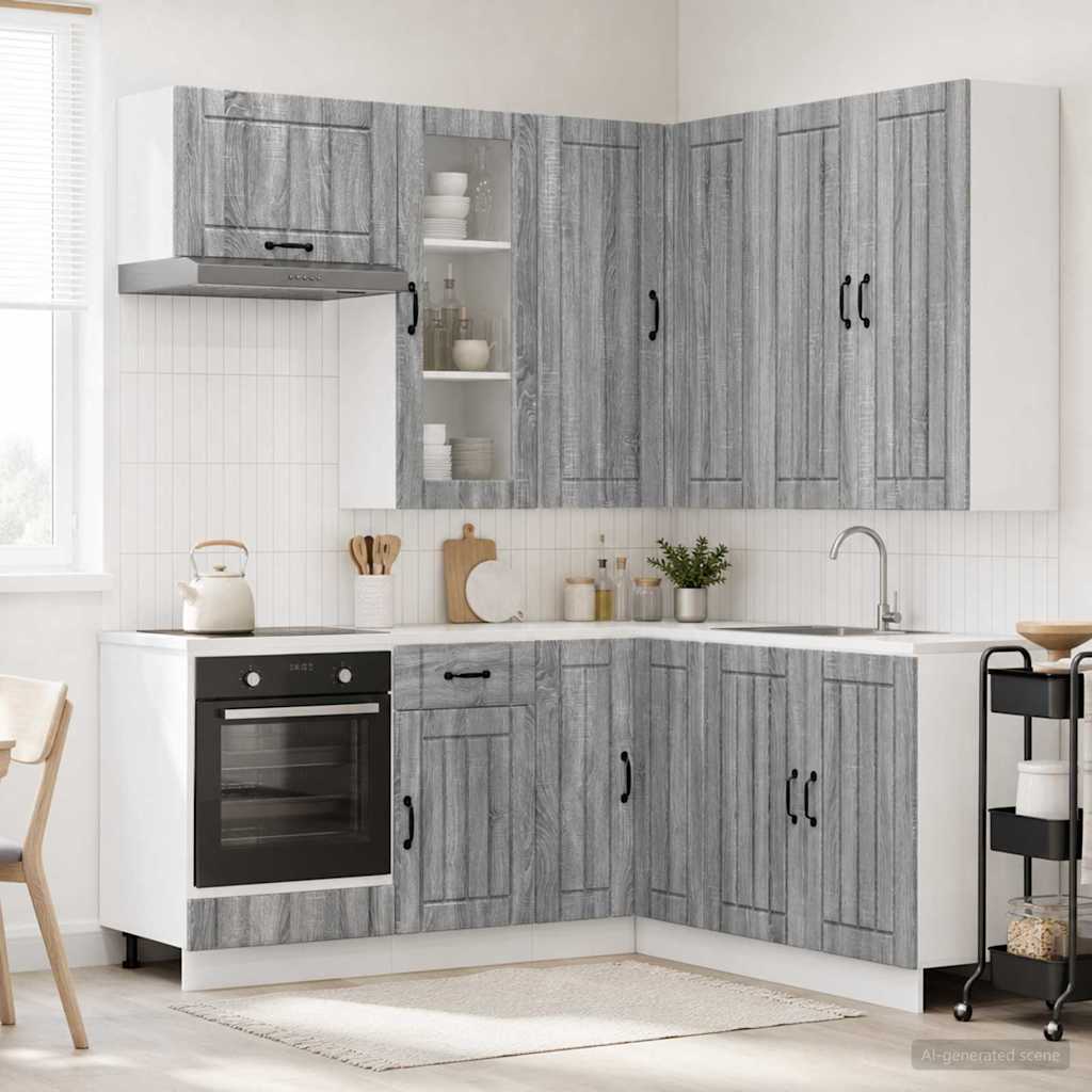 vidaXL Unidad de cocina LUCCA 8 uds. Sonoma gris Madera de ingeniería