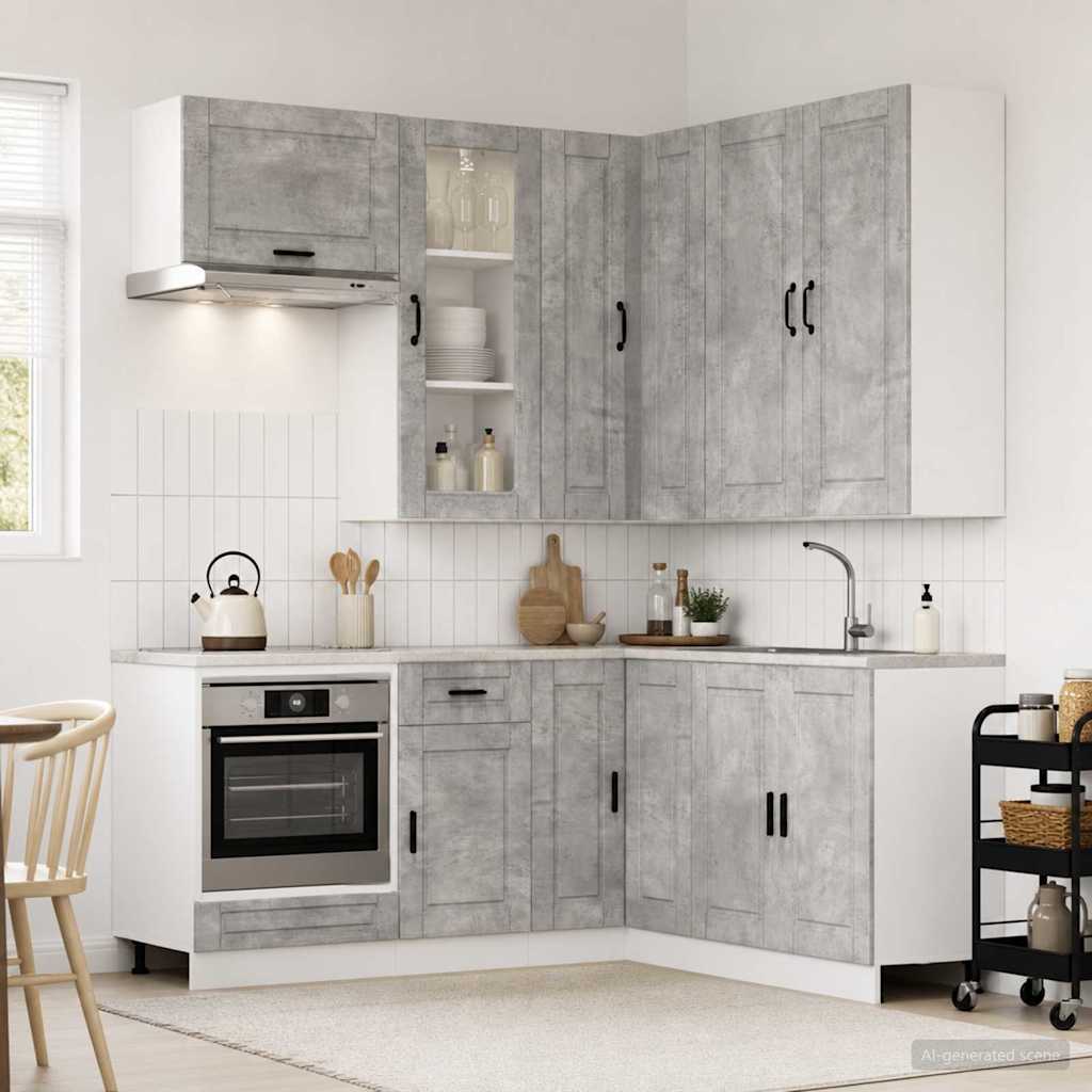 vidaXL Unidad de cocina PORTO 8 uds. Gris Hormigón