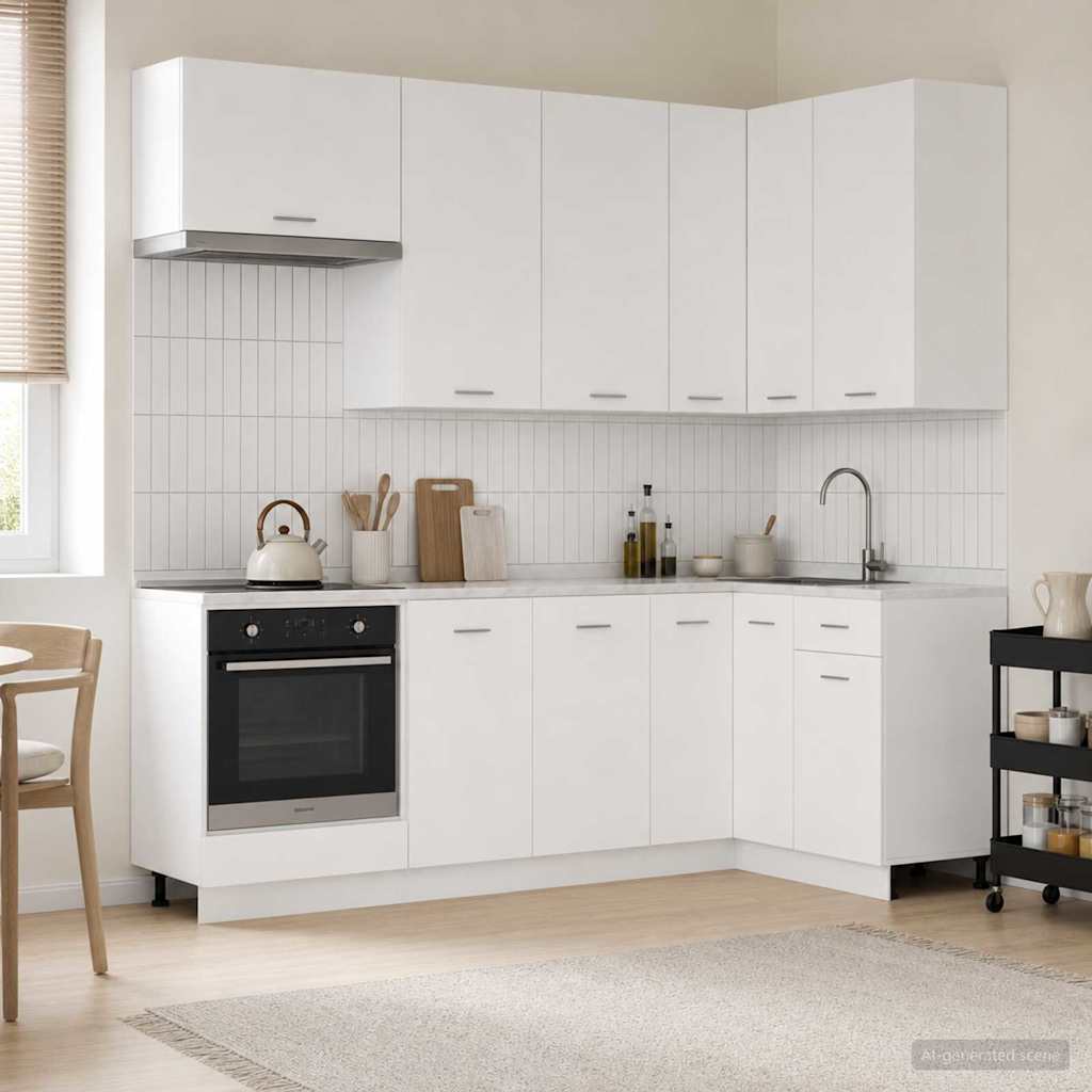 vidaXL Unidad de cocina LYON 8 uds. Blanco Madera de ingeniería