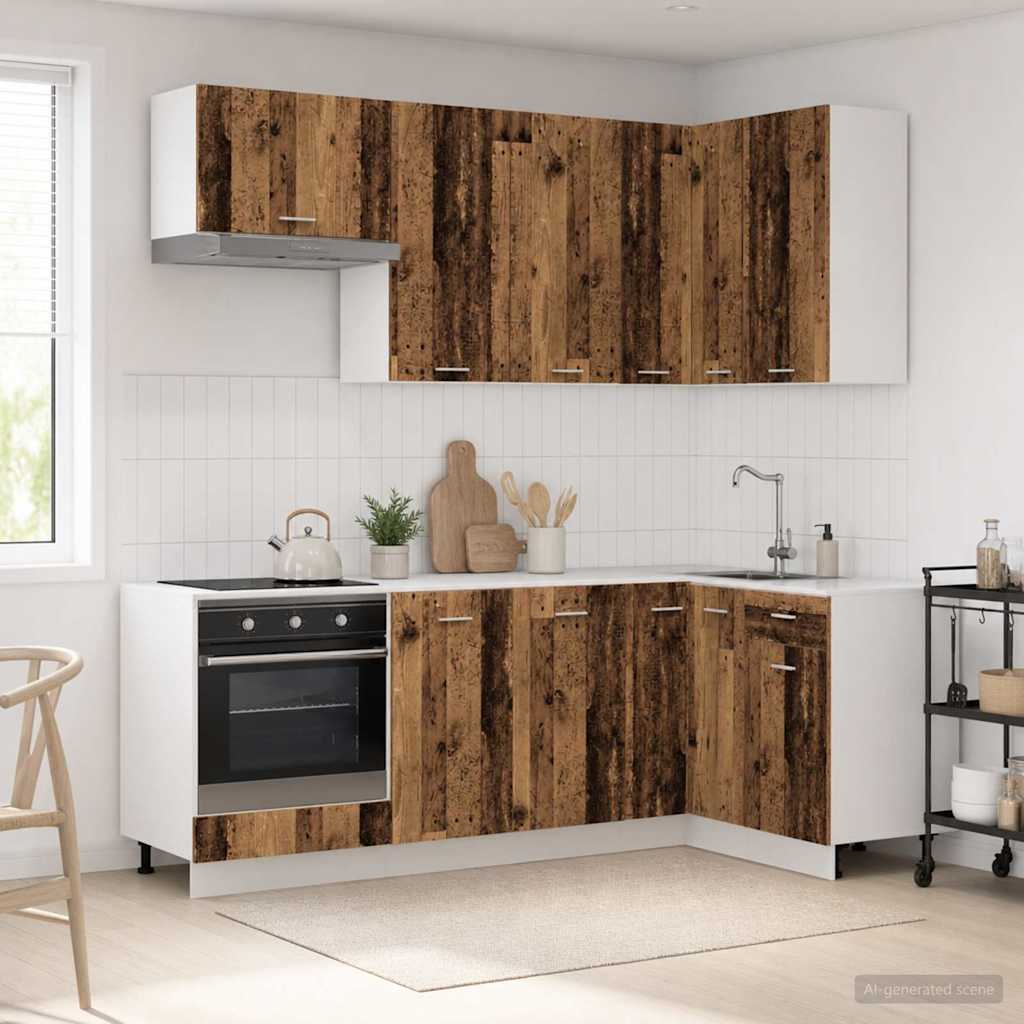 vidaXL Unidad de cocina LYON 8 uds. Madera envejecida