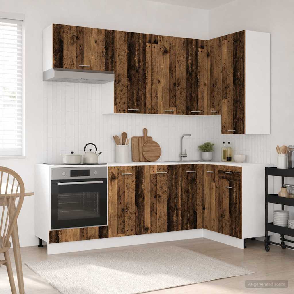 vidaXL Unidad de cocina LYON 8 uds. Madera envejecida
