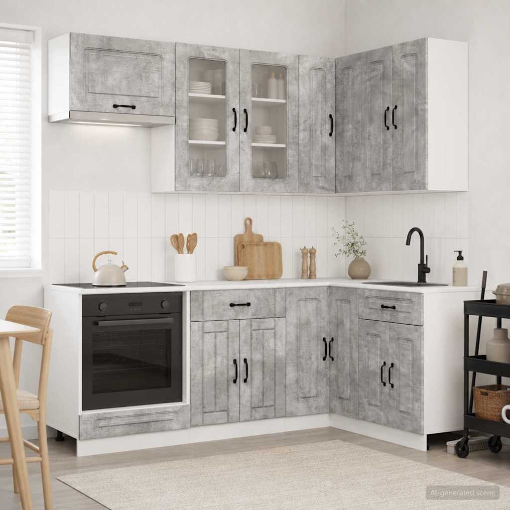 vidaXL Unidad de cocina KALMAR 8 uds. Gris Hormigón