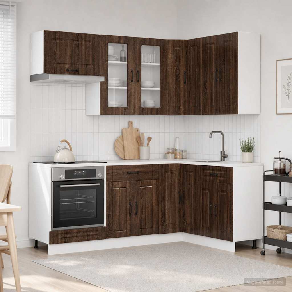 vidaXL Unidad de cocina KALMAR 8 uds. Marrón Roble