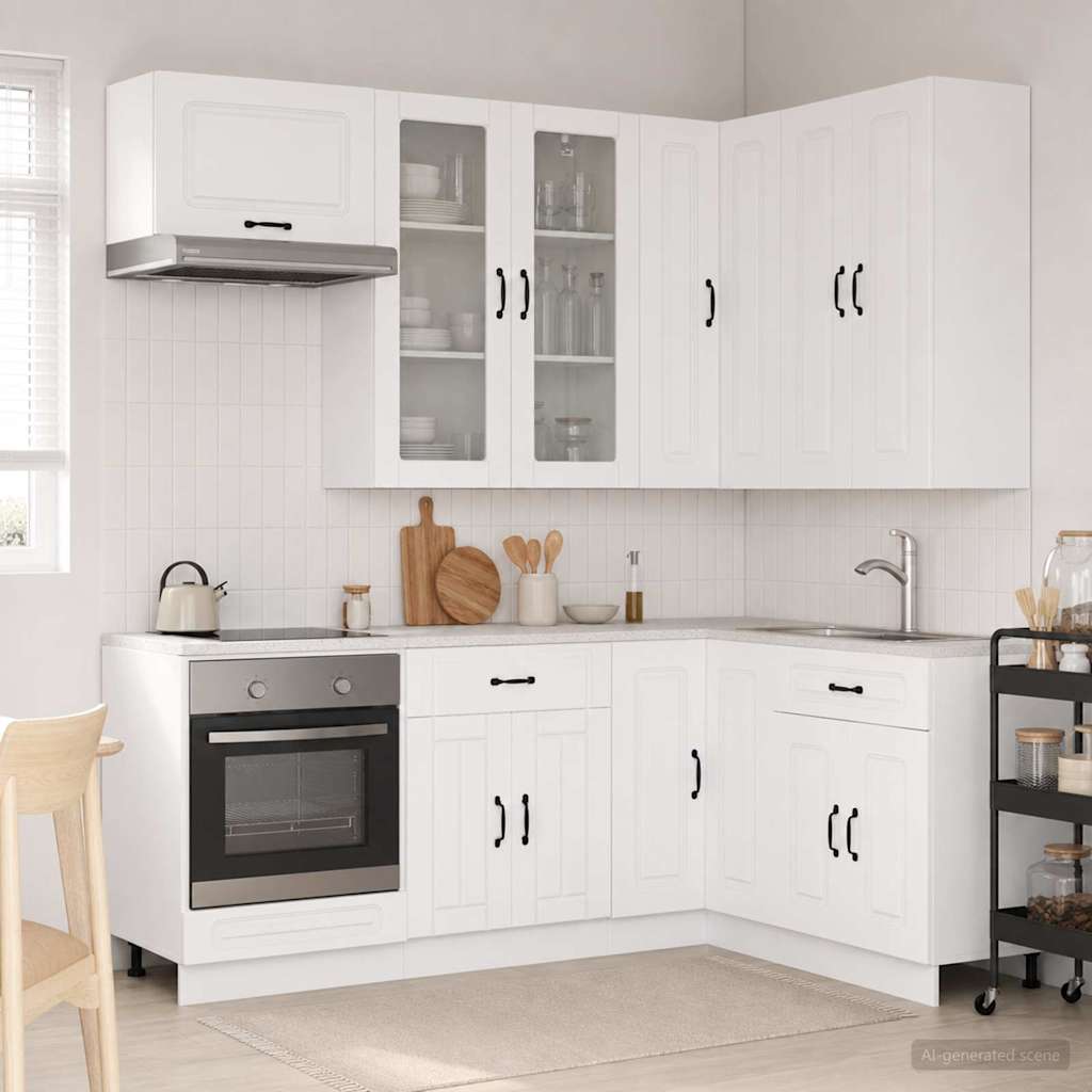vidaXL Unidad de cocina KALMAR 8 uds. Blanco Madera de ingeniería