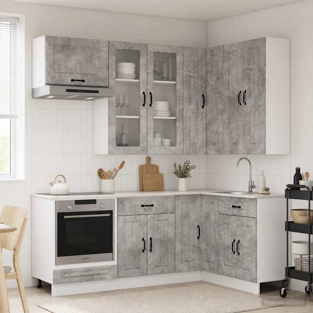 vidaXL Unidad de cocina KALMAR 8 uds. Gris Hormigón