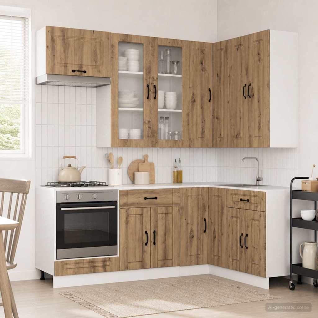 vidaXL Unidad de cocina KALMAR 8 uds. Roble artisan