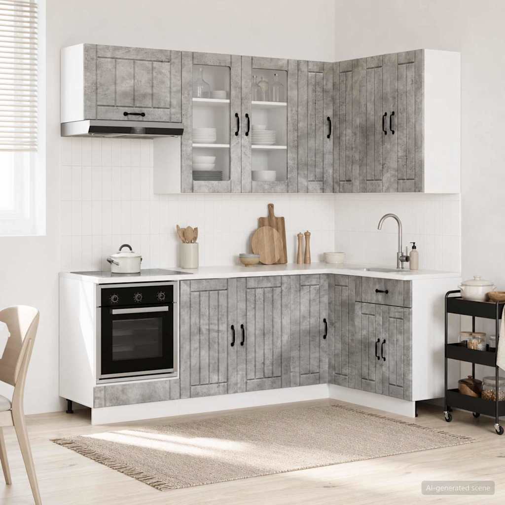 vidaXL Unidad de cocina LUCCA 8 uds. Gris Hormigón