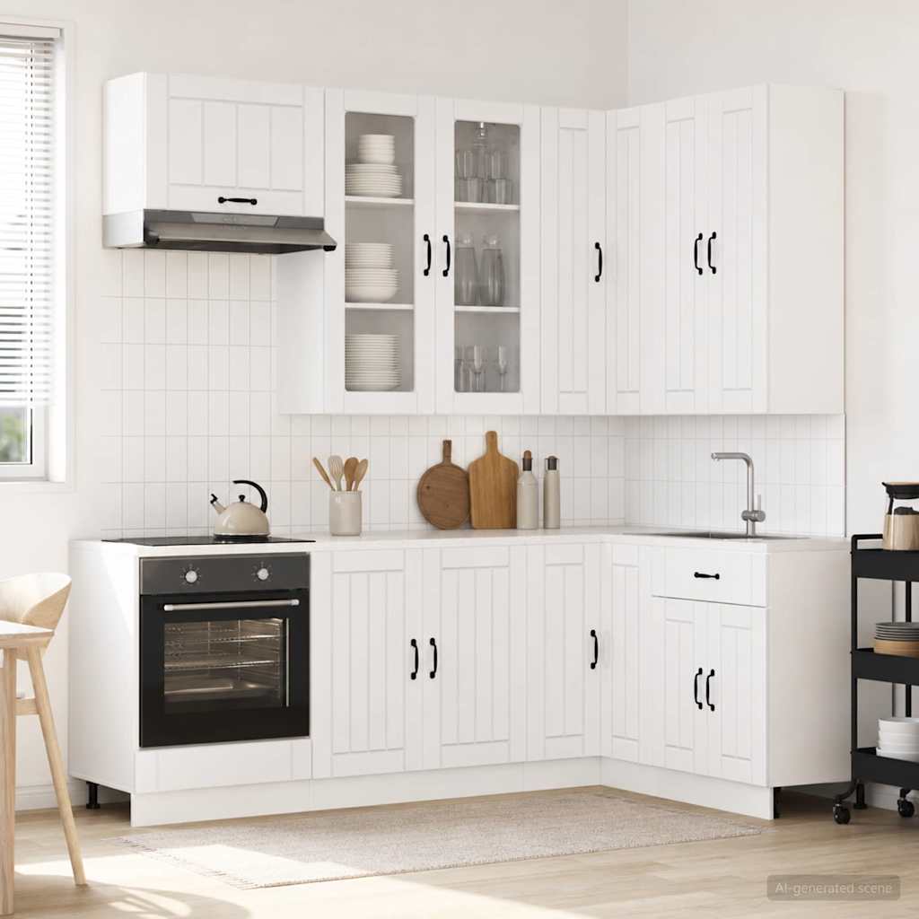 vidaXL Unidad de cocina LUCCA 8 uds. Blanco Brillante