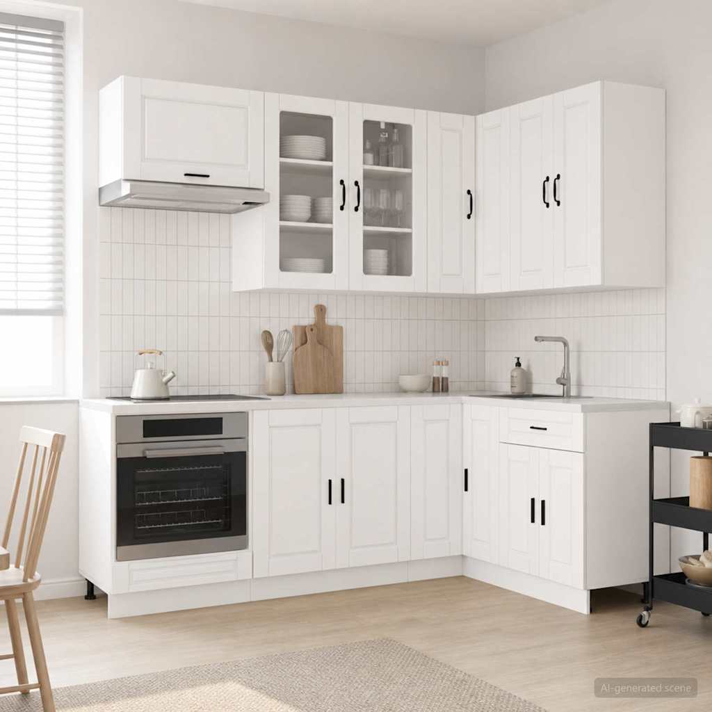 vidaXL Unidad de cocina PORTO 8 uds. Blanco Brillante