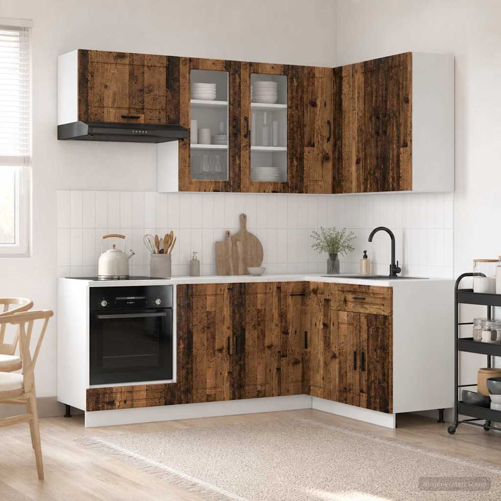 vidaXL Unidad de cocina PORTO 8 uds. Madera envejecida