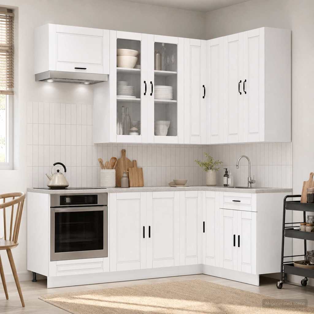 vidaXL Unidad de cocina PORTO 8 uds. Blanco Madera de ingeniería