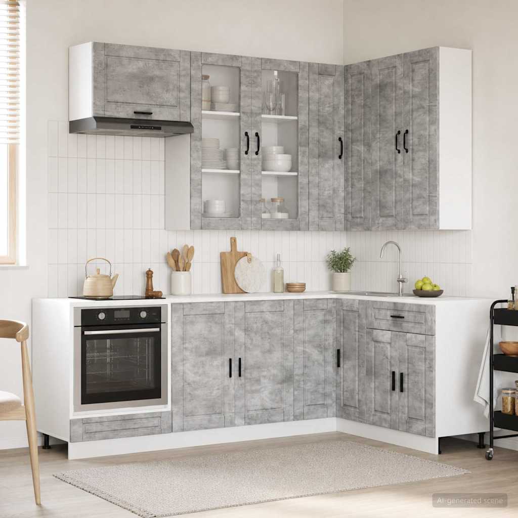 vidaXL Unidad de cocina PORTO 8 uds. Gris Hormigón