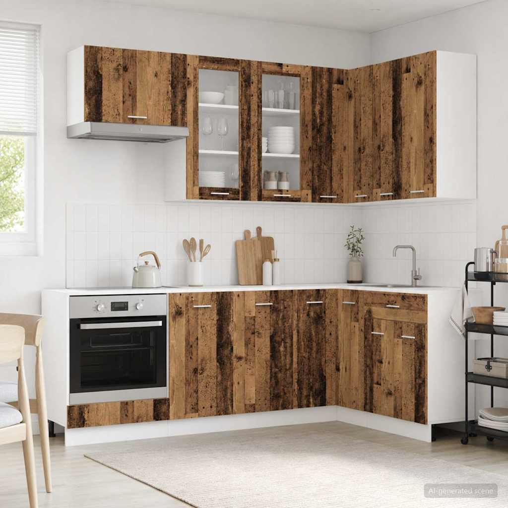 vidaXL Unidad de cocina LYON 8 uds. Madera envejecida
