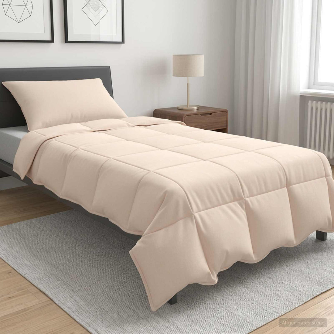 vidaXL Juego de Edredón 2 uds. 137 x 200 cm Todas las estaciones Beige