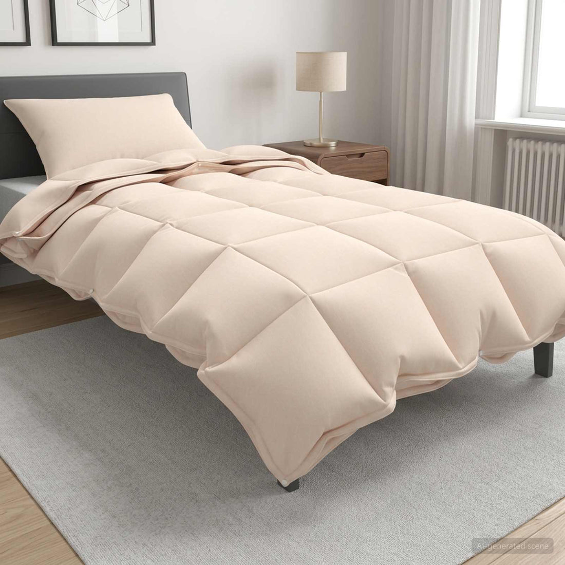 vidaXL Juego de Edredón Beige 137 x 200 cm Algodón, Kapok, Poliéster