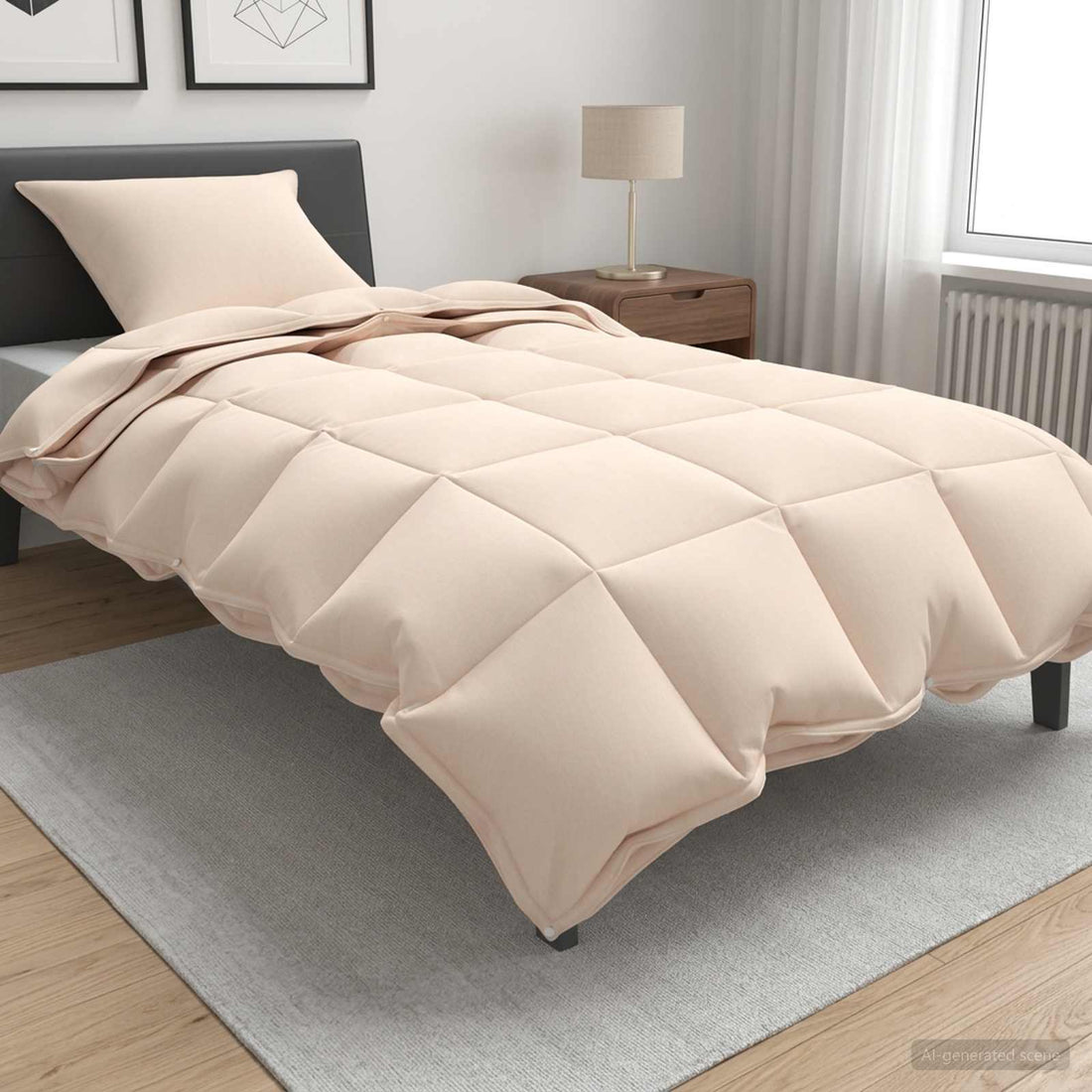 vidaXL Juego de Edredón Beige 137 x 200 cm Algodón, Kapok, Poliéster