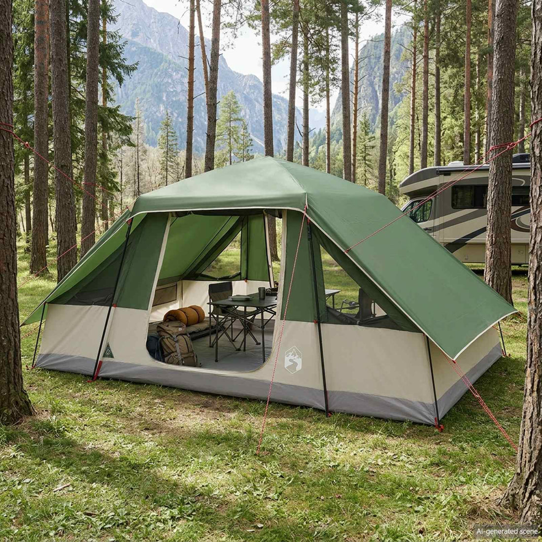 vidaXL Tienda Familiar con cubierta impermeable 6 persona Verde