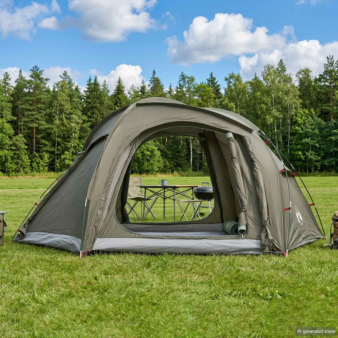vidaXL Tienda de trekking con faldón resistente al agua 3 persona
