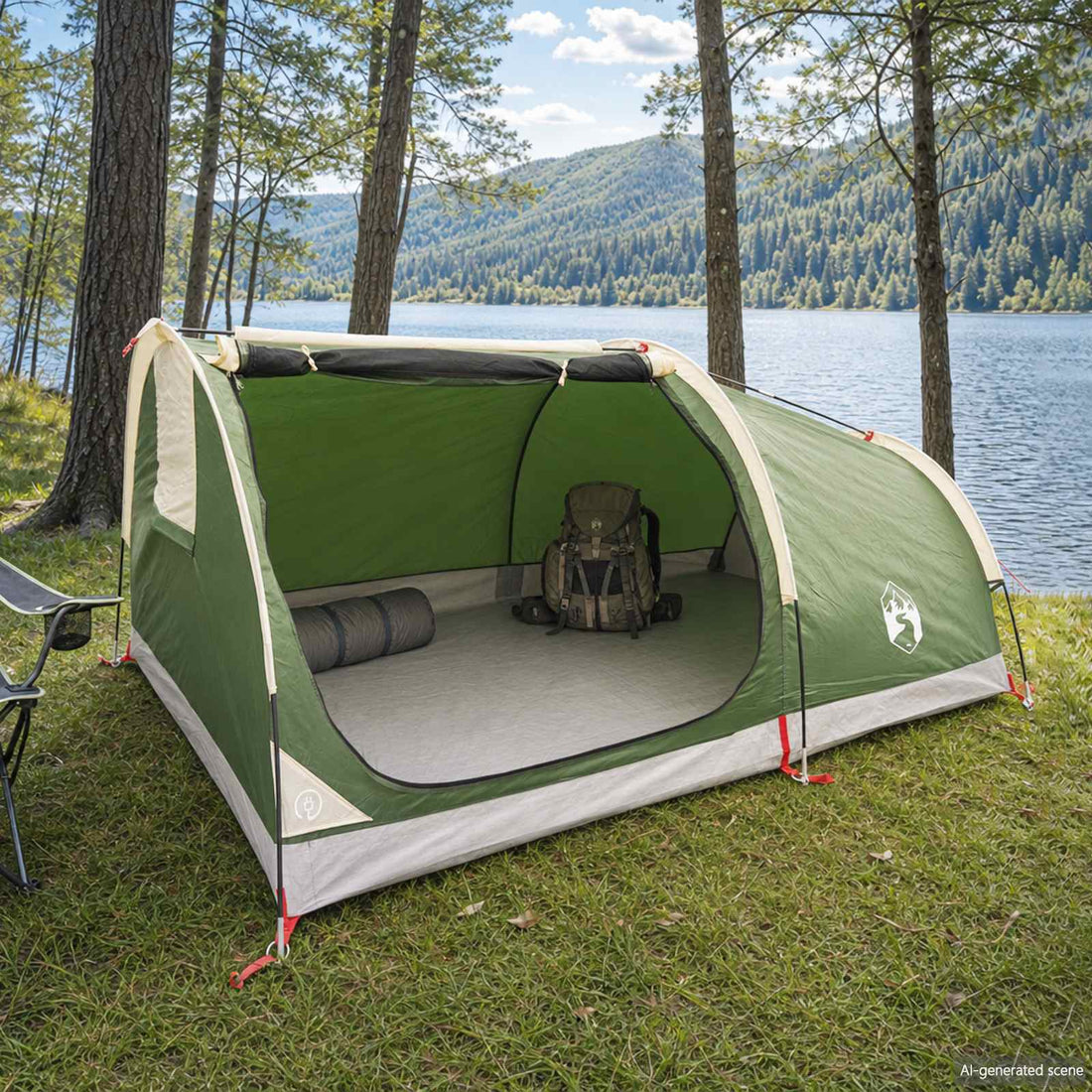 vidaXL Tienda de Senderismo Impermeable 2 personas Verde