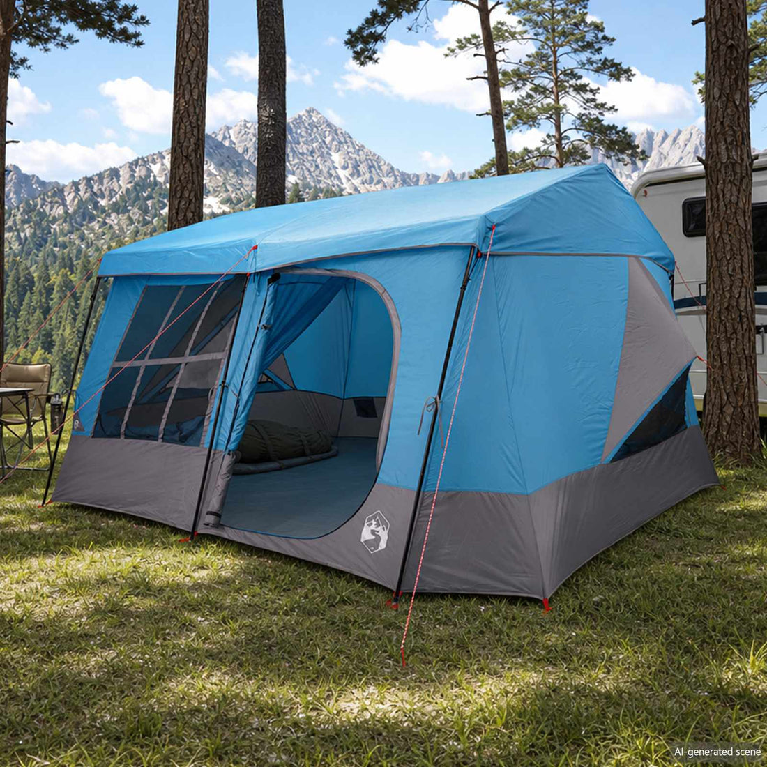 vidaXL Tienda Familiar con cubierta impermeable 9 persona Azul