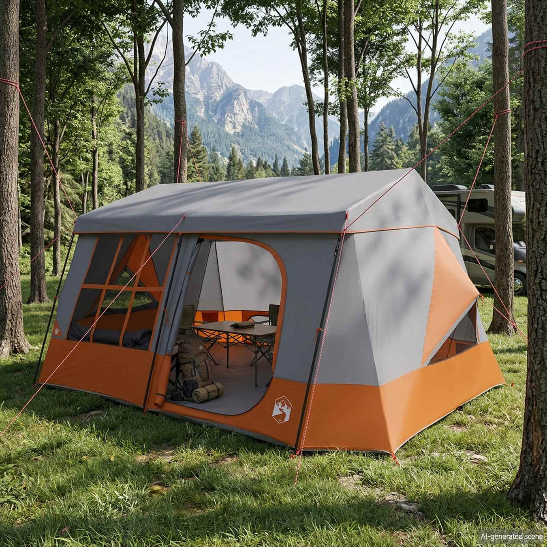vidaXL Tienda Familiar con cubierta impermeable 9 persona