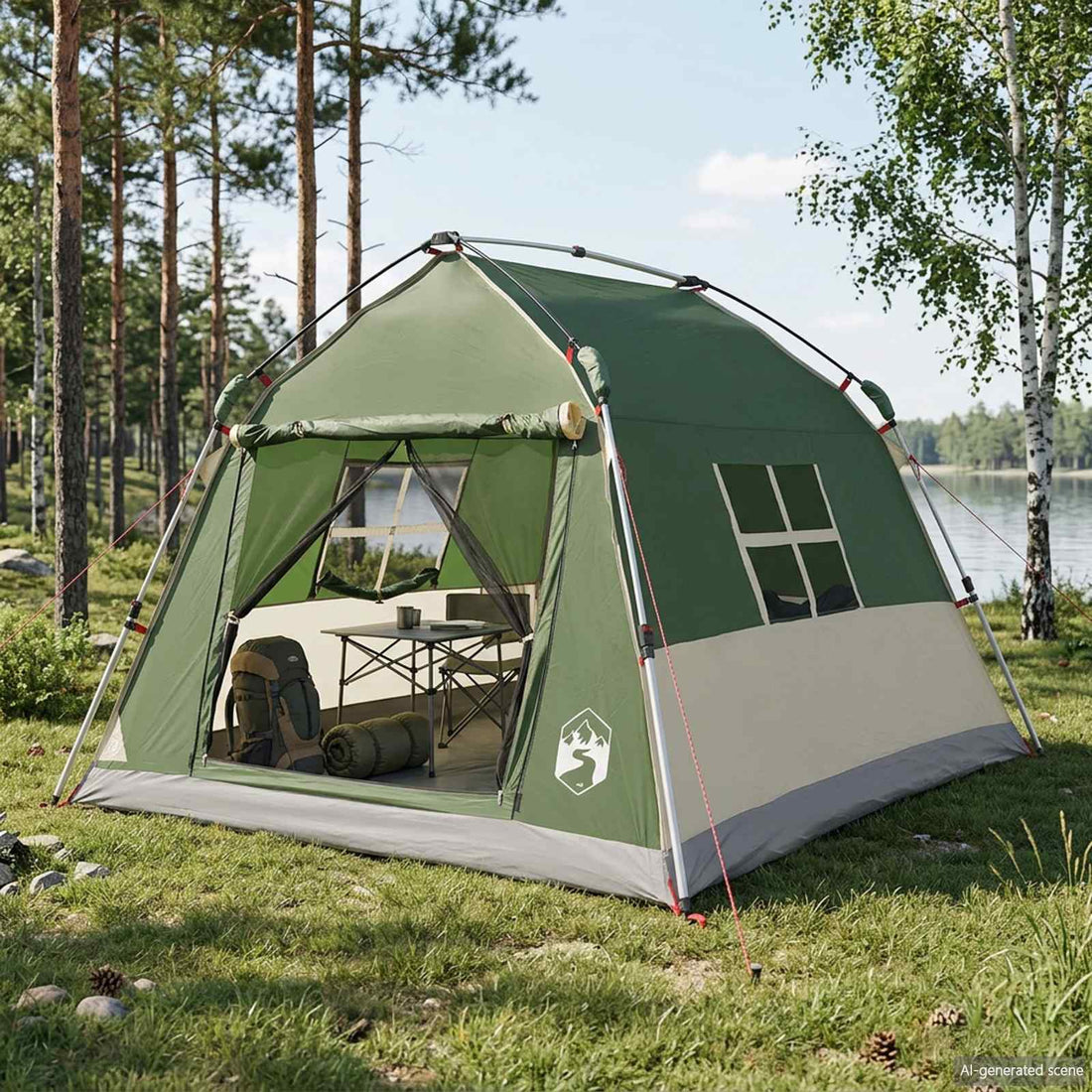 vidaXL Carpa instantánea resistente al agua 2 persona Verde