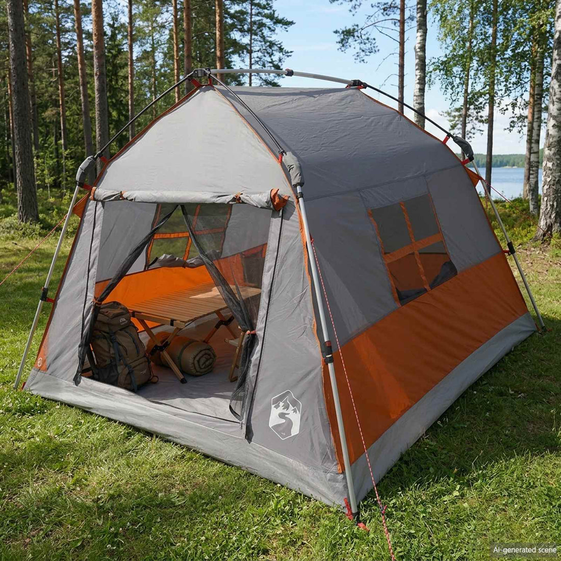 vidaXL Carpa instantánea resistente al agua 2 persona Gris y naranja