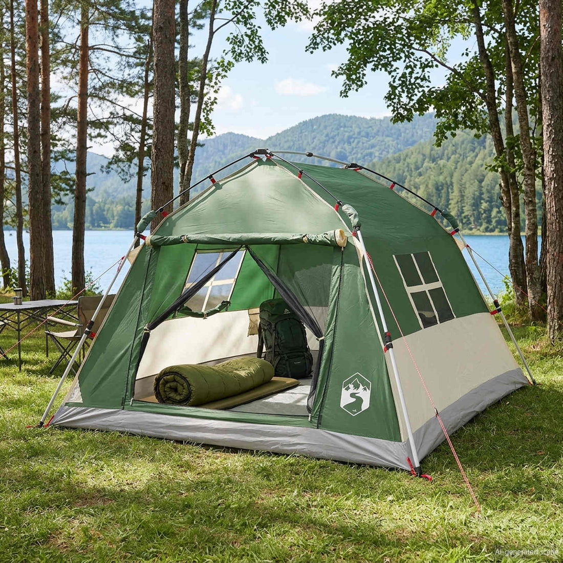 vidaXL Carpa instantánea resistente al agua 3 persona Verde