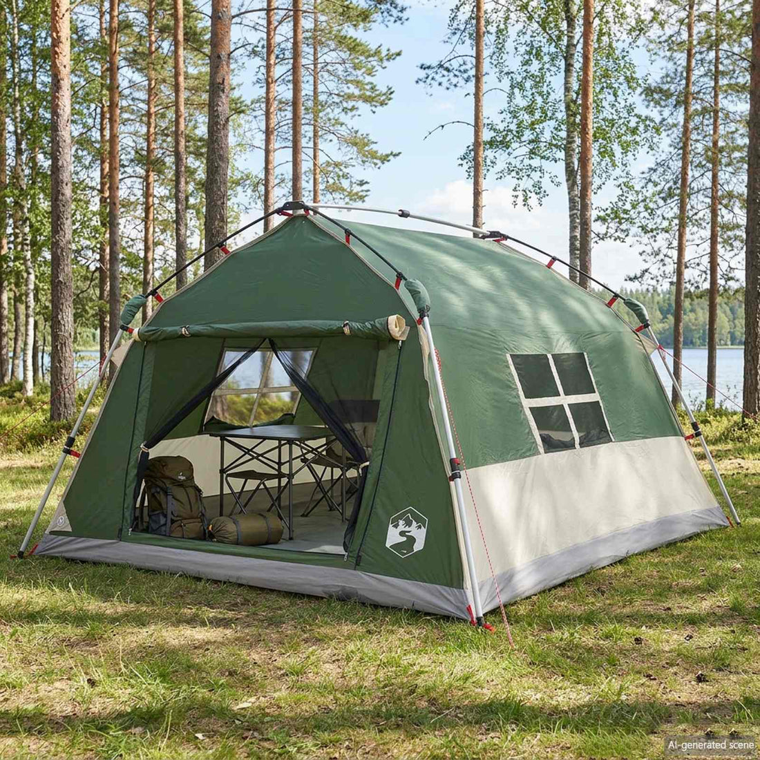 vidaXL Carpa instantánea resistente al agua 4 persona Verde